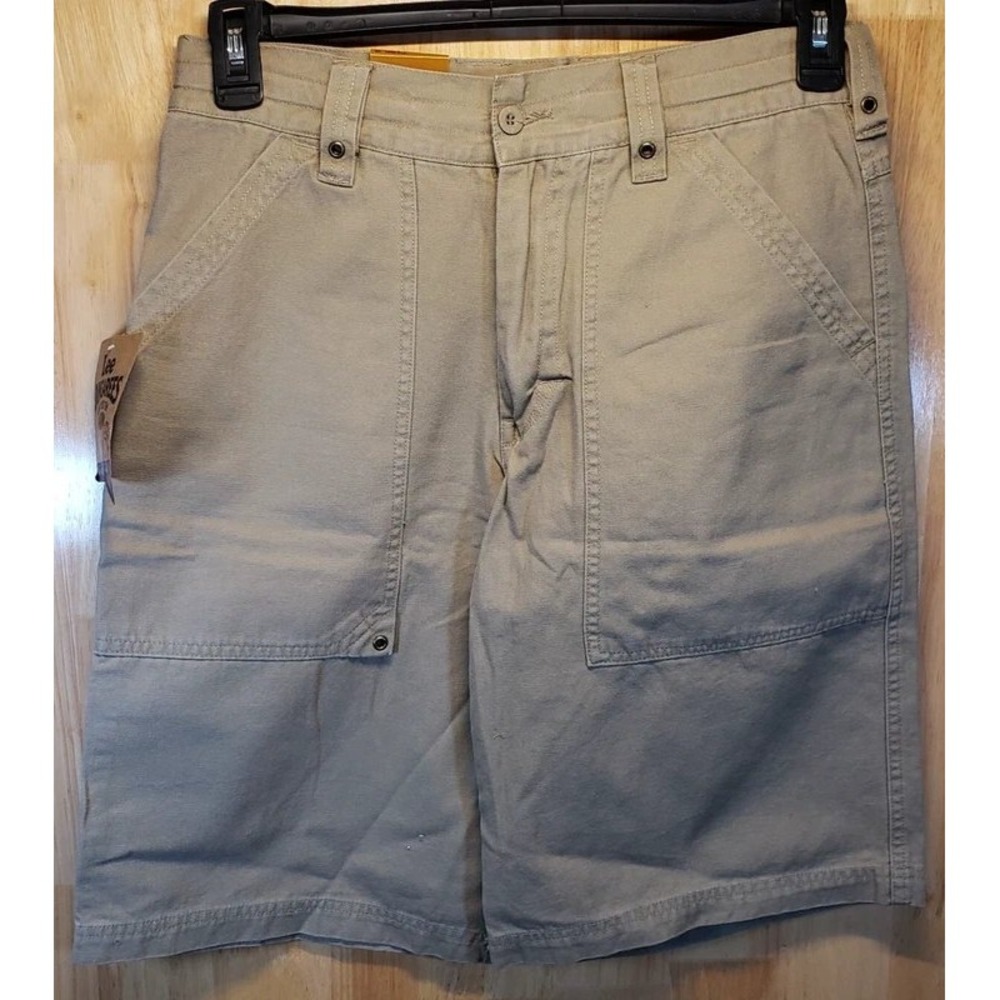 Lee Dungarees Mens Khaki Carpenter Shorts Heavy Cotton Twill Relaxed Fit NWT 29